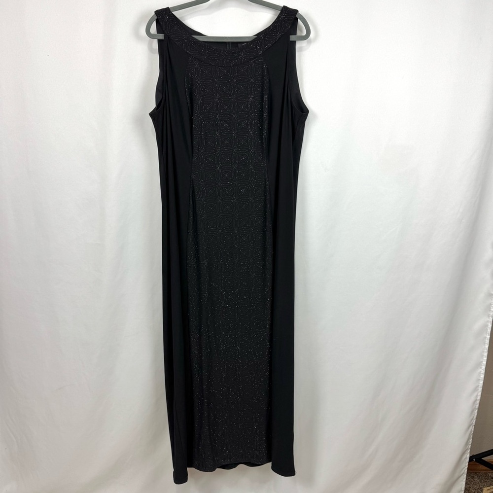 R&M Richard’s Black Maxi Dress Sleeveless Women’s Sz 18W Sparkly Whimsigoth Y2K